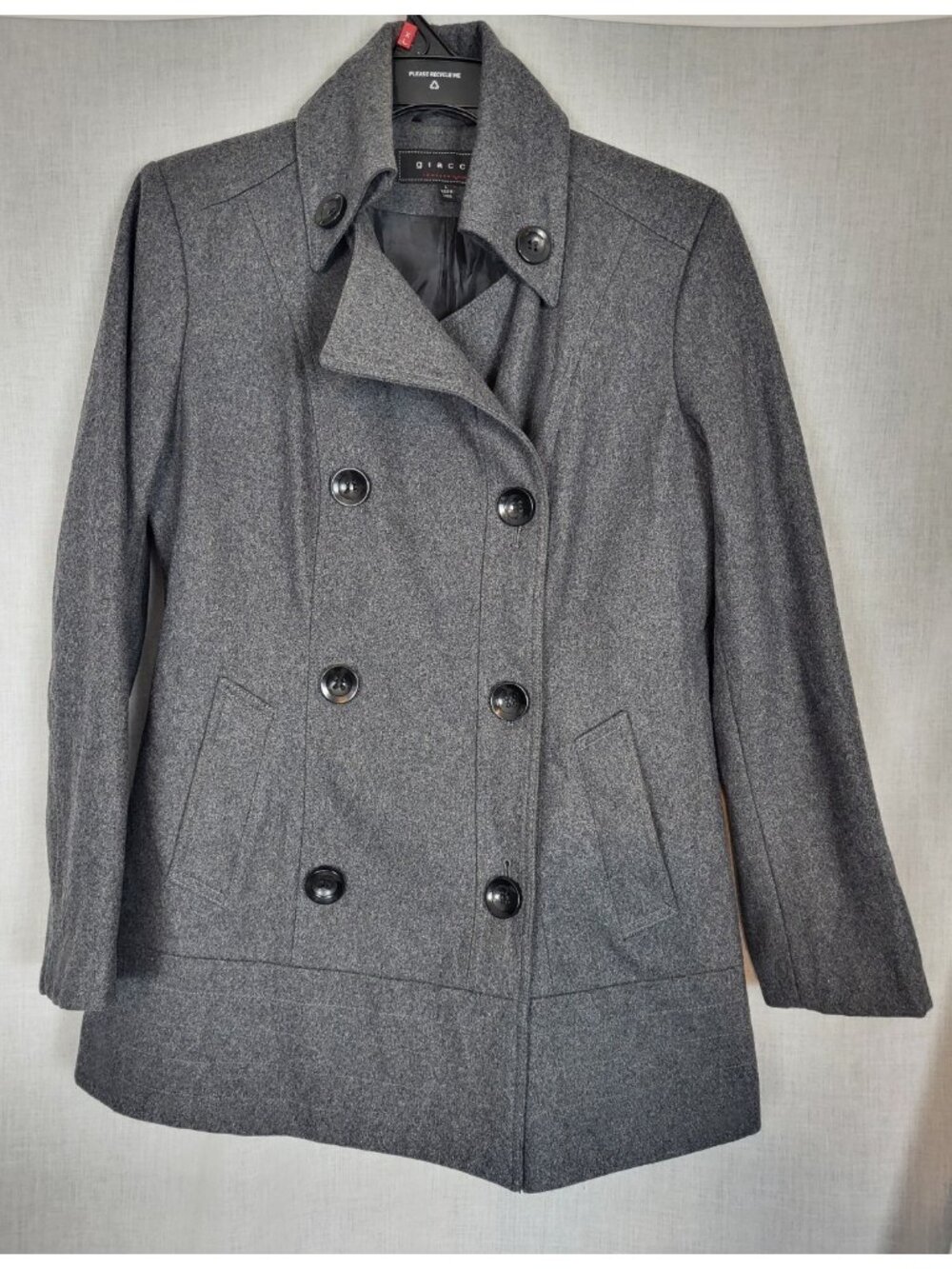 Giacca Wool Blend Pea Coat Women’s L Charcoal Gray Fall Winter Classy Dressy